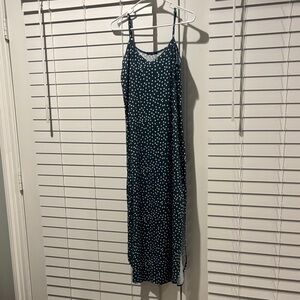 Elegant Navy Polka Dot Midi Dress